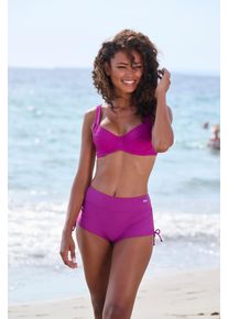 B&uuml;gel-Bikini Lascana, Damen, Gr. 46, Cup F, pink (fuchsia), Polyamid, unifarben, Bikini-Sets B&uuml;gel-Bikini, mit seitlich geraffter Bikinihose