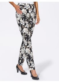 Webhose Lady, Damen, Gr. 46, Normalgr&ouml;&szlig;en, schwarz (schwarz, ecru, bedruckt), 98% Baumwolle, 2% Elasthan, bedruckt, gebl&uuml;mt, gemustert, mehrfarbig, lang, Hosen Webhose