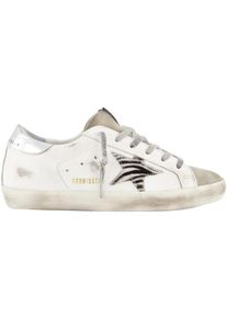 Golden Goose Deluxe Brand Golden Goose Low-Top Sneaker - Dames Super-Star Sneaker Wit/Zebra - Gr. 36 (EU) - in Wei&szlig; - f&uuml;r Damen