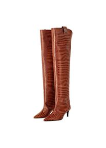 Philipp Plein Stiefel - Stiefel Niedrige Abs&auml;tze Overknee Cocco Crocco Pri - Gr. 35 (EU) - in Braun - f&uuml;r Damen