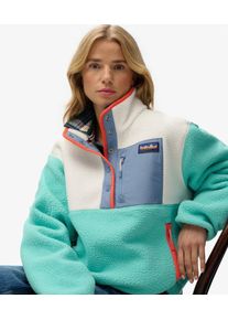 Superdry Damen Fleece-Pullover, Gr&uuml;n & Creme - Gr&ouml;&szlig;e: 40 21026235008012H2019