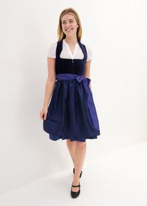 bonprix Dirndl mit Samt-Mieder und Satin-Sch&uuml;rze (2-tlg.Set), blau, Gr.52, traditionelles Dirndl mit hochwertigen Samtmieder und changierender Sch&uuml;rze. Der Rock ist mit einem angenehmen Baumwollfutter ausgestattet., aus Samt