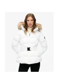 Superdry f&uuml;r Damen. W5011928A Fuji Belted Pufferjacke wei&szlig; (XS), L&auml;ssig, Polyester