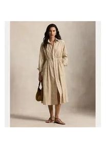 Polo Ralph Lauren f&uuml;r Damen. 211A96364002 Beigefarbenes Hemdkleid aus Baumwolle und Leinen (34), L&auml;ssig, Langarm