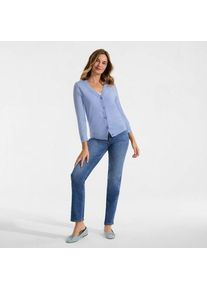 LANDS' END CashTouch Cardigan mit V-Ausschnitt, Damen,  Blau, Polyacryl, by Lands' End