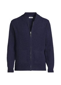 LANDS' END Wool Touch Cardigan mit Rei&szlig;verschluss, Herren,  Blau, Wolle/Polyester/Nylon, by Lands' End
