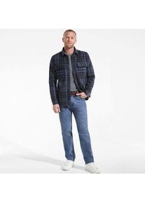 LANDS' END Softe Twill-Hemdjacke, Herren,  Blau, Baumwolle/Polyester/Polyacryl, by Lands' End