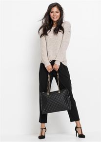 bonprix Handtasche mit dekorativer Steppung, schwarz, Gr.28x36 cm, Modische Handtasche mit Steppmuster