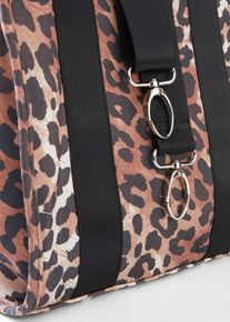 bonprix Handtasche mit Leoprint, schwarz, Gr.22x25,5 cm, Stylische Handtasche im trendigen Leo-Print