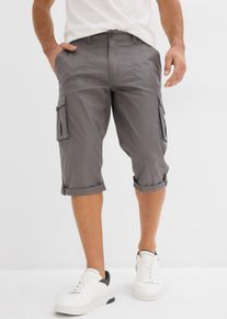 bonprix Long-Bermuda in Regular Fit, grau, Gr.64, Moderne Long-Bermuda mit aufgesetzten Taschen und Dehnbund, 97% Baumwolle