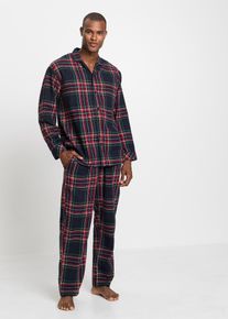 bonprix Herren Pyjama aus weichem Flanell mit Knopfleiste, blau, Gr.52/54 (L), Komfortabler und modischer Herren Flanell Pyjama mit Knopfleiste, aus Flanell