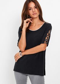 bonprix Shirt, schwarz, Gr.56/58 (3XL), Modisches Shirt mit &Auml;rmeldetails