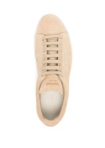 Tom Ford Low-Top Sneaker - Beige Suede Sneakers With Perforated Logo Detail - Gr. 10_5 - in Beige - f&uuml;r Damen