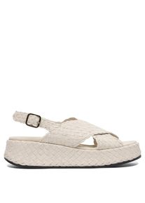 Pons Quintana Sandalen - Woven Leather Sandals With Cross-Strap Design - Gr. 41 (EU) - in Beige - f&uuml;r Damen