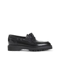 John Lobb High-Gloss Black Calf Leather Lace-Up Derbies - Gr. 11 - in Schwarz