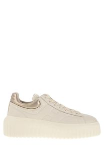 Hogan Low-Top Sneaker - H-Stripes Leather Trainers - Gr. 38,5 (EU) - in Beige - f&uuml;r Damen