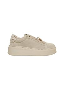Gio+ Low-Top Sneaker - Beige Suede Platform Sneakers With Golden Charm La - Gr. 37 (EU) - in Beige - f&uuml;r Damen