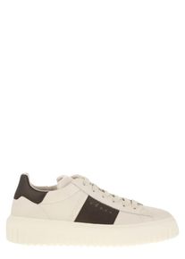 Hogan Low-Top Sneaker - H-Stripes Leather Trainers - Gr. 10 - in Beige - f&uuml;r Damen