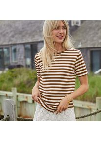 LANDS' END Supima Kurzarm-Shirt mit rundem Ausschnitt, Damen,  Braun, Baumwolle, by Lands' End
