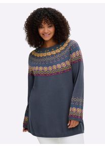 sheego Gro&szlig;e Gr&ouml;&szlig;en Pullover mit Norweger-Jacquard-Muster, rauchblau, Gr&ouml;&szlig;e 56/58 - Damen
