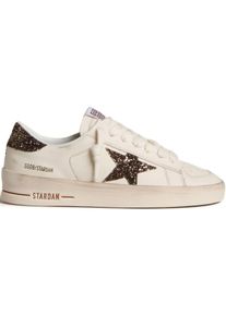 Golden Goose Deluxe Brand Golden Goose Low-Top Sneaker - Stardan Leather Sneakers With Glitter Star Patch - Gr. 36 (EU) - in Creme - f&uuml;r Damen
