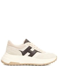 Hogan Low-Top Sneaker - H669 Hi Fi Leather Cam White H Brown Running Sneak - Gr. 35 (EU) - in Beige - f&uuml;r Damen
