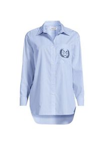 LANDS' END Lange weite B&uuml;gelfrei-Bluse, Damen,  Blau, Baumwolle, by Lands' End