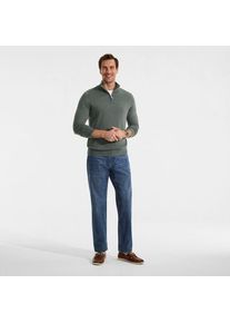 LANDS' END CashTouch Feinstrick-Pullover mit Rei&szlig;verschluss, Herren,  Gr&uuml;n, Polyester, by Lands' End