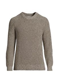 LANDS' END Melierter Rundhalspullover DRIFTER, Herren,  Braun, Baumwolle, by Lands' End