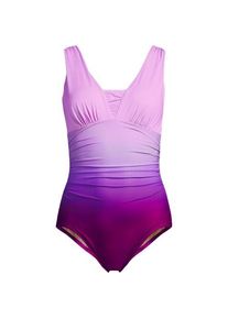 LANDS' END Shape-Badeanzug mit V-Ausschnitt und verstellbaren Tr&auml;gern SLENDER in Lang-Gr&ouml;&szlig;e, Damen,  Lila, Nylon-Mischung, by Lands' End