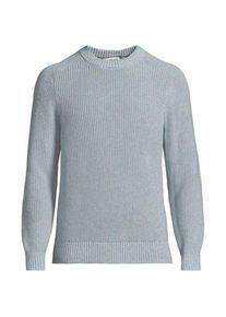 LANDS' END Melierter Rundhalspullover DRIFTER, Herren,  Blau, Baumwolle, by Lands' End