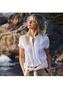 LANDS' END Kurz&auml;rmeliges Biesenshirt aus Baumwolle/Modal-Mix, Damen,  Wei&szlig;, Baumwoll-Mischung/Baumwolle Modal, by Lands' End
