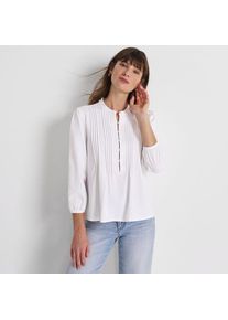 LANDS' END Baumwolle/Modal-Biesenshirt mit 3/4-&Auml;rmeln, Damen,  Wei&szlig;, Elasthan/Baumwoll-Mischung/Synthetic-blend, by Lands' End