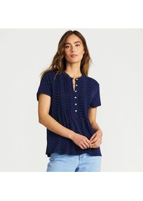 LANDS' END Kurz&auml;rmeliges Biesenshirt aus Baumwolle/Modal-Mix, Damen,  Blau, Baumwoll-Mischung/Baumwolle Modal, by Lands' End