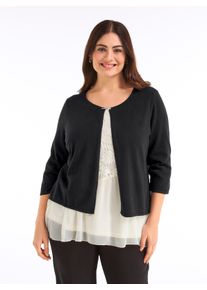 sheego Gro&szlig;e Gr&ouml;&szlig;en Bolero mit Zierspange, schwarz, Gr&ouml;&szlig;e 54 - Damen