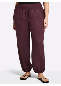 sheego Gro&szlig;e Gr&ouml;&szlig;en Schlupfhose mit Smokbund, weite Form, burgund, Gr&ouml;&szlig;e 58 - Damen