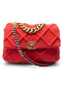 Chanel Crossbody Bags - Chanel 19 QUILTED JERSEY ROT 2019 SCHULTERTASCHE - Gr. unisize - in Rot - f&uuml;r Damen