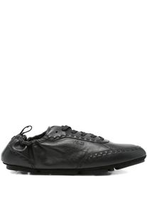 Fendi Loafer - Sleek Lace-Up Flat Shoes In Smooth Leather - Gr. 6_5 - in Schwarz - f&uuml;r Damen