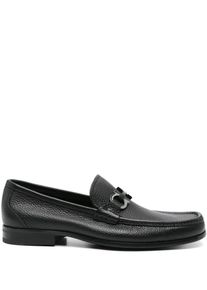 Salvatore Ferragamo Loafer - Pebbled Leather Loafers With Metal Bit Detail - Gr. 8_5 - in Schwarz - f&uuml;r Damen