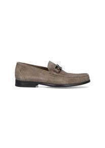 Salvatore Ferragamo Loafer - "Gancini" Suede Moccasins &ndash; Beige - Gr. 8_5 - in Beige - f&uuml;r Damen