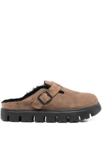 Birkenstock Sandalen - Calf Leather Slip-On Sandals With Adjustable Buckl - Gr. 39 (EU) - in Schwarz - f&uuml;r Damen