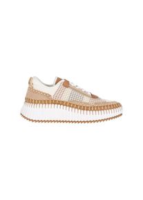 Chlo&eacute; Chlo&eacute; Low-Top Sneaker - Beige Fabric Platform Sneakers With Suede Accents - Gr. 38 (EU) - in Beige - f&uuml;r Damen