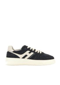 Hogan Low-Top Sneaker - Lace-Up Navy Calfskin Shoes With Off-White Accents - Gr. 10 - in Beige - f&uuml;r Damen