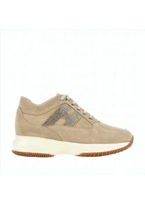 Hogan Low-Top Sneaker - Interactive H Strass Sneakers With Embellished Det - Gr. 38,5 (EU) - in Beige - f&uuml;r Damen