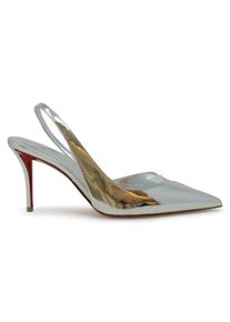 Christian Louboutin Hohe Schuhe - 3240221 S211 Silver Patent Leather Posticha 80 Pum - Gr. 37,5 (EU) - in Grau - f&uuml;r Damen