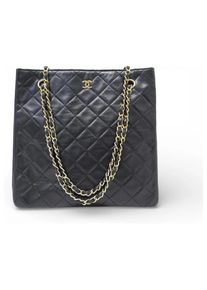 Chanel Crossbody Bags - VINTAGE Chanel QUILTED SCHWARZE LEDER SHOPPING HAN - Gr. unisize - in Schwarz - f&uuml;r Damen