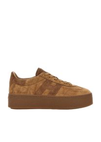 Hogan Low-Top Sneaker - Refined Lace-Up Calfskin Platform Shoes - Gr. 38 (EU) - in Braun - f&uuml;r Damen