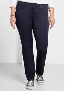 sheego Gro&szlig;e Gr&ouml;&szlig;en Hose in gerader Form, aus Twill, marine, Gr&ouml;&szlig;e 104 - Damen