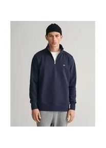 Gant f&uuml;r Herren. 2008005 Shield Sweatshirt mit halbem Rei&szlig;verschluss navy (S), L&auml;ssig, Baumwolle, Langarm, Marine