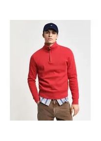 Gant f&uuml;r Herren. 2068028 Sacker Rib Sweatshirt mit halbem Rei&szlig;verschluss rot (XL), L&auml;ssig, Baumwolle